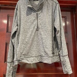L.L. Bean Women’s Heather Gray Zip-Up W/thumb holes